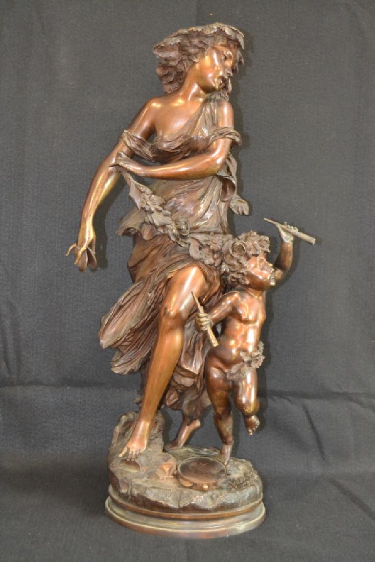 BRONZE STATUE OF A WOMAN WITH CHERUB SIGNED BUBOT (1 of 7)