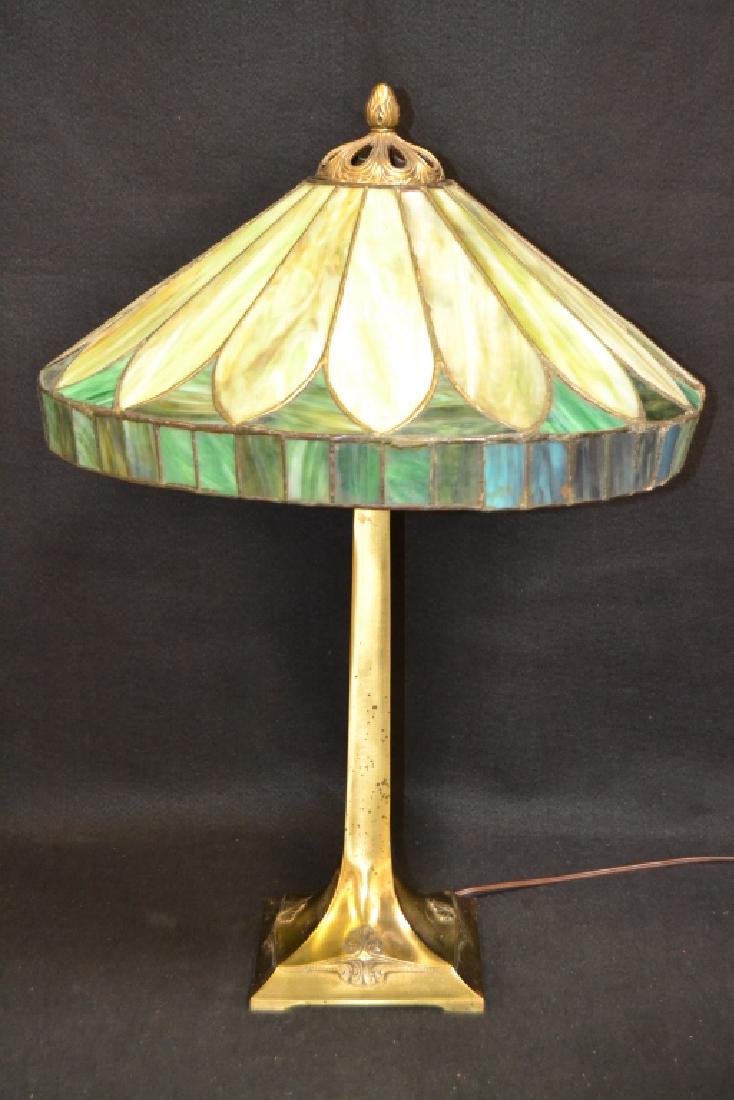 J.A. WHALEY SLAG GLASS TABLE LAMP (1 of 4)