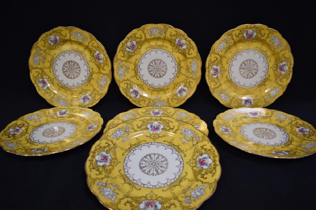 SET OF 8 ROYAL BAYREUTH FLORAL DINNER PLATES: 11" DIAMETER--MARKED ROYAL BAYREUTH BAVARIAN ON BOTTOM--GGOD CONDITION