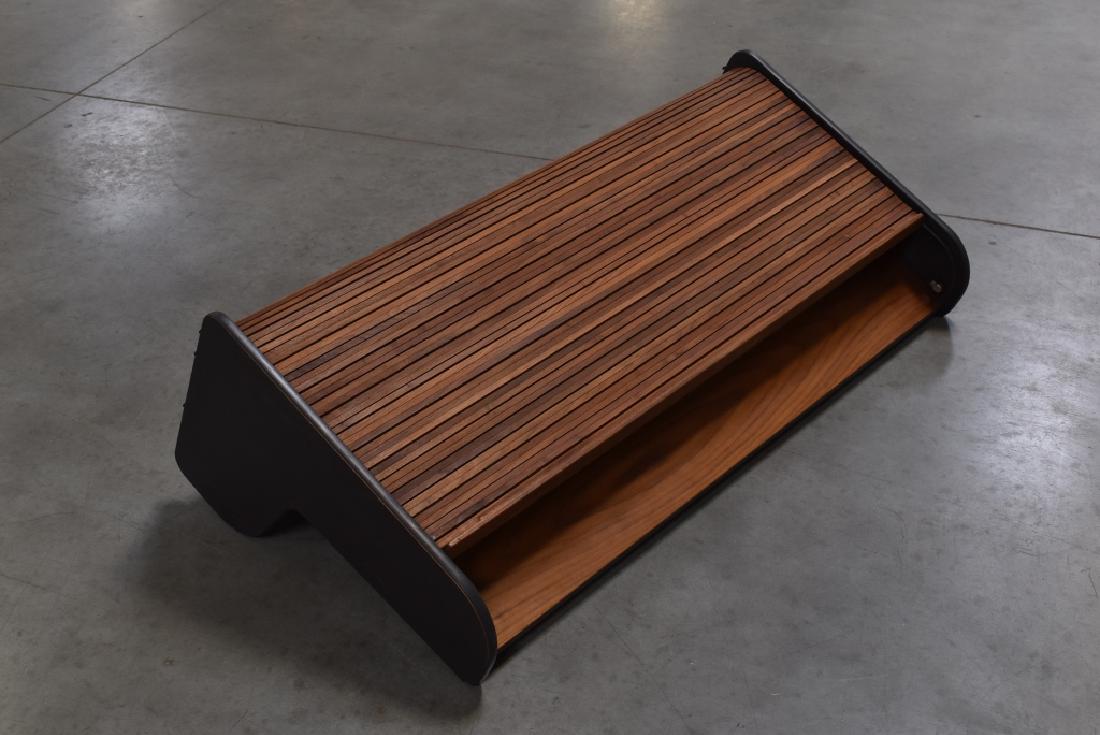 GEORGE NELSON FOR HERMAN MILLER WALL ROLL TOP DESK: 48" LONG X 24" DEEP X 15 1/2" TALL--HAS HERMAN MILLER TAG--MISSING 1 LONG NARROW DRAWER