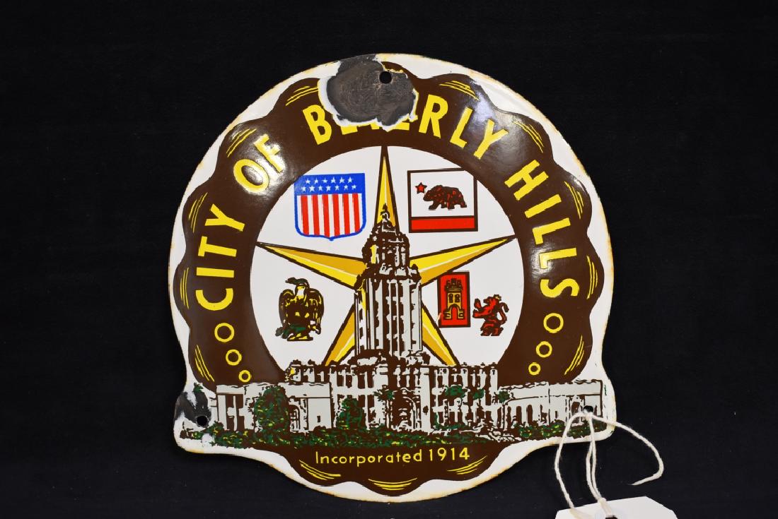 CITY OF BEVERLY HILLS, CALIFORNIA SSP SIGN: BEVERLY HILLS, CALIFORNIA 8 1/4" DIAMETER