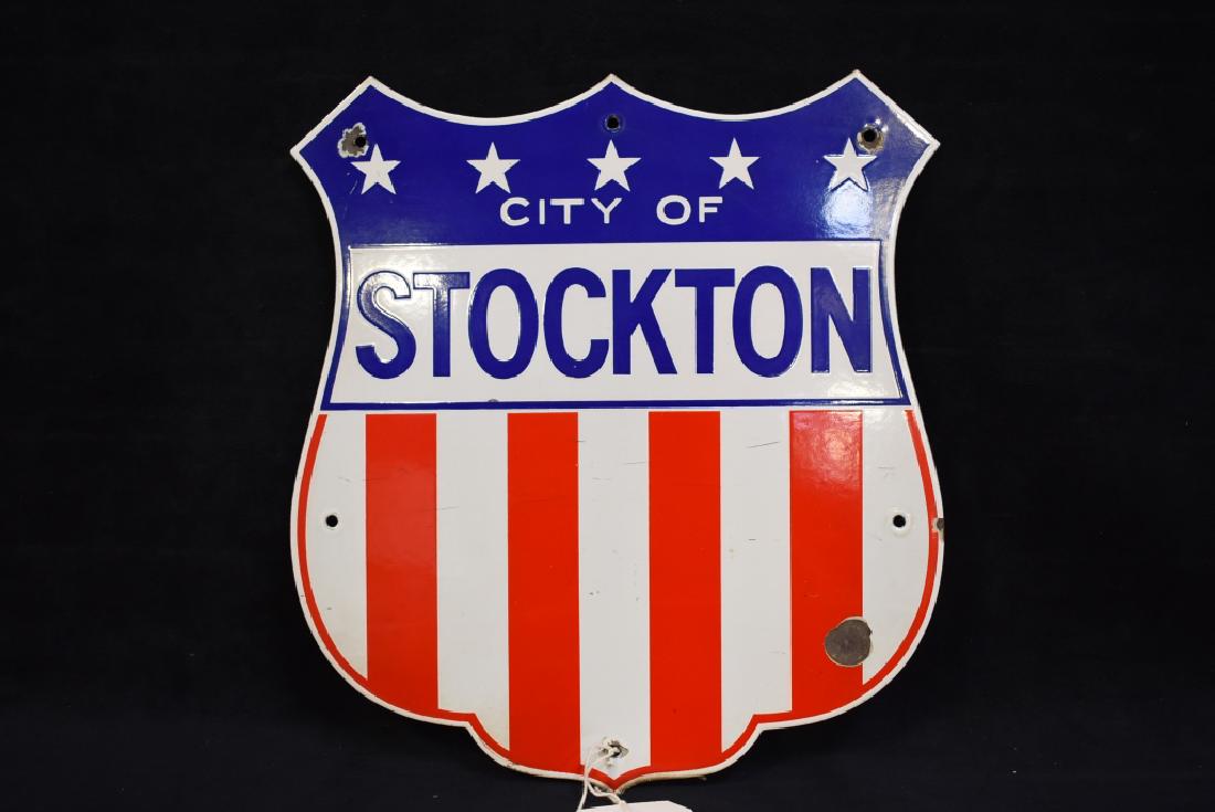 CITY OF STOCKTON CALIFORNIA SHIELD SHAPE SSP SIGN (1 of 2)