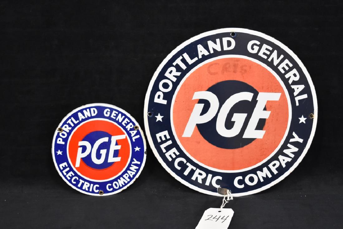 2 ROUND PORTLAND GENERAL ELECTRIC CO. SSP SIGNS (1 of 2)
