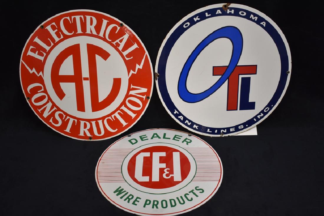 3 ROUND SSP SIGNS (ELECTRICAL, TANK LINES, & WIRE) (1 of 2)