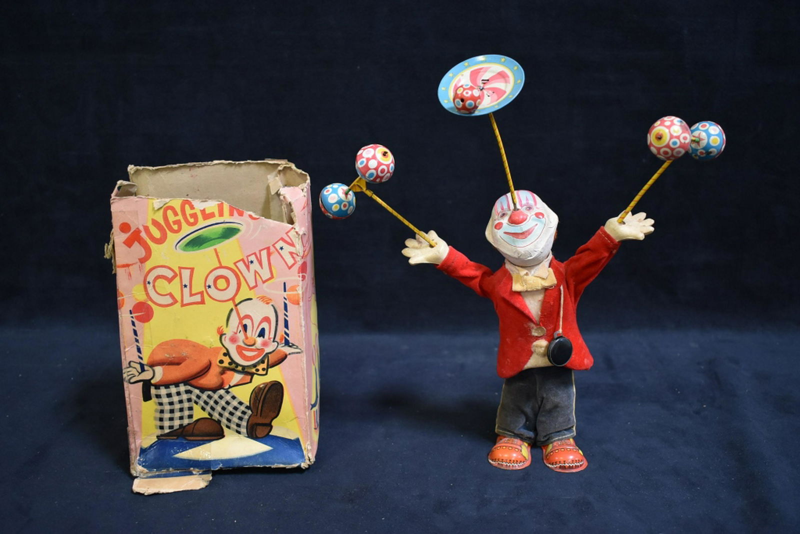 JUGGLING CLOWN TIN LITHO ALPS JAPAN WIND UP W/ BOX (1 of 2)