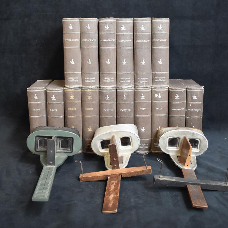 LOT OF APPROX. 800 STEREOPTIC CARDS W/ 3 VIEWERS (1 of 2)