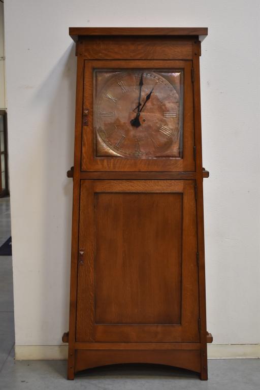MONUMENTAL STICKLEY OAK GRANDFATHER CLOCK (1 of 6)