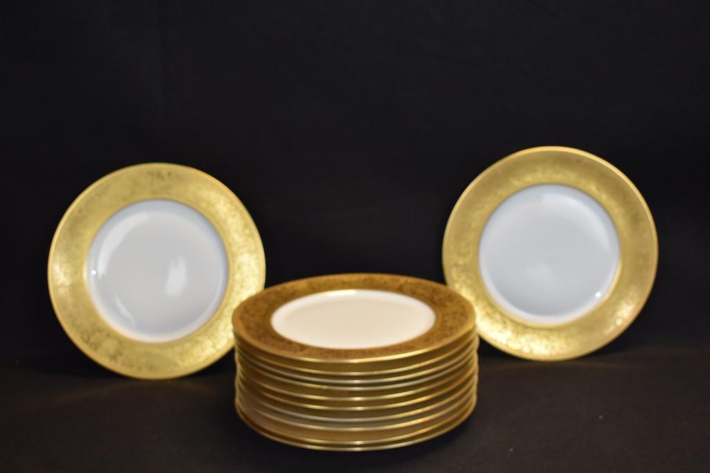 SET OF 12 GOLD RIMMED BAVARIAN DINNER PLATES (1 of 2)
