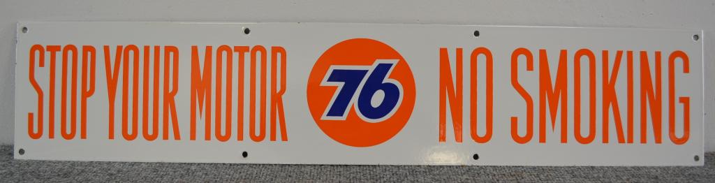 Union 76 No Smoking Stop Your Motor Sign (TAC) (1 of 2)