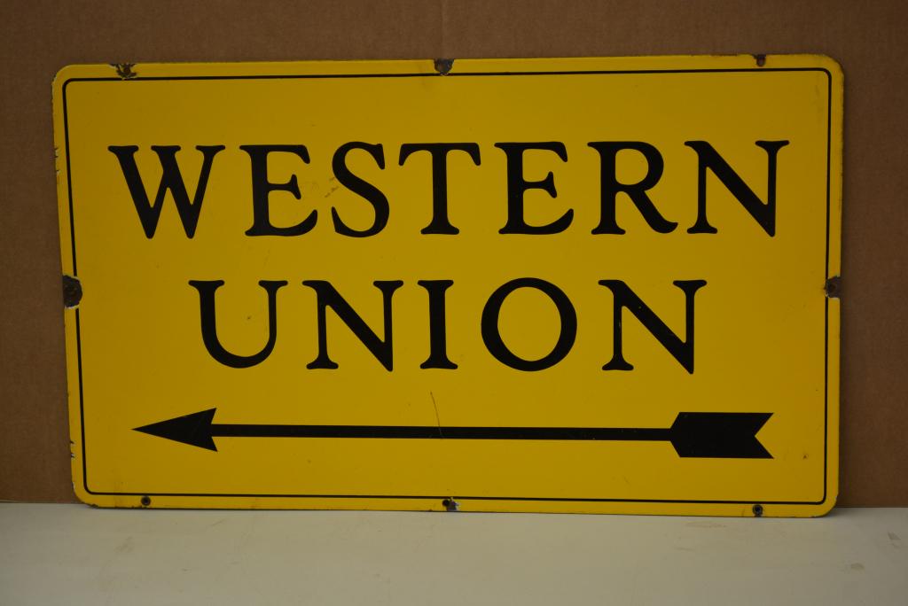Western Union w/arrow Porcelain Sign (TAC) (1 of 2)