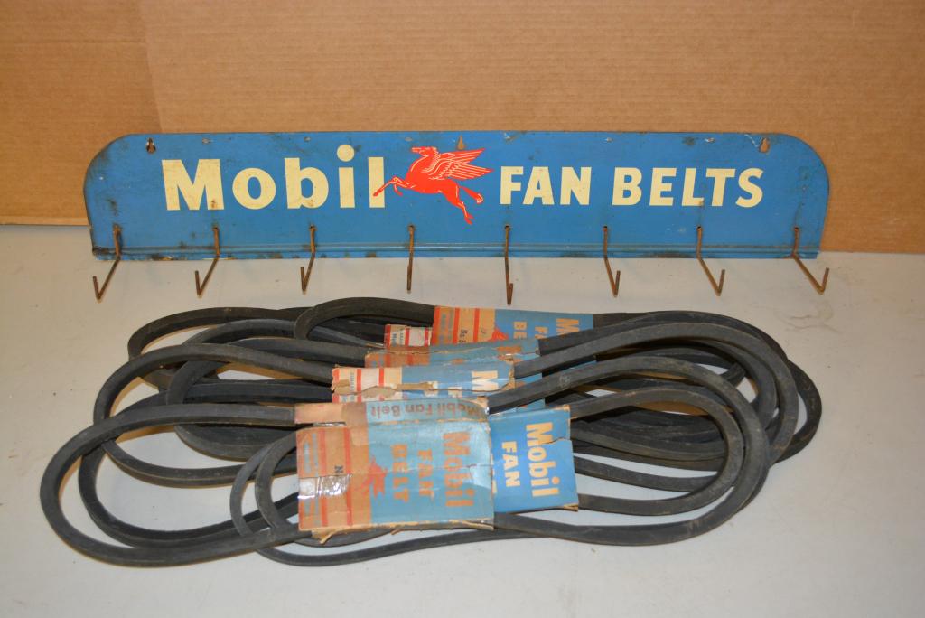 Mobil Fan Belt Metal Rack w/9 Fan Belts (1 of 2)