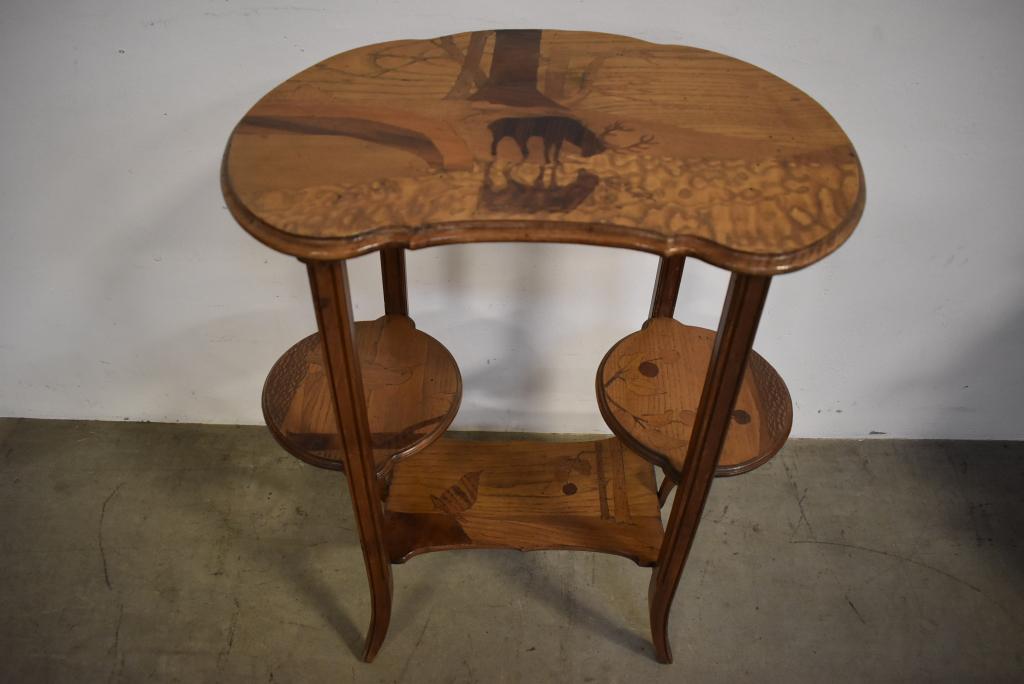 GALLE STYLE 3 TIER INLAID SIDE TABLE (1 of 6)