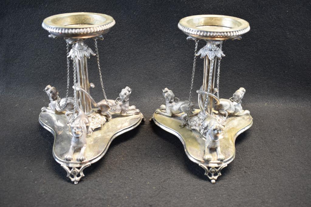 PR. VICTORIAN SILVER PLATE FIGURAL COMPOTES (1 of 3)