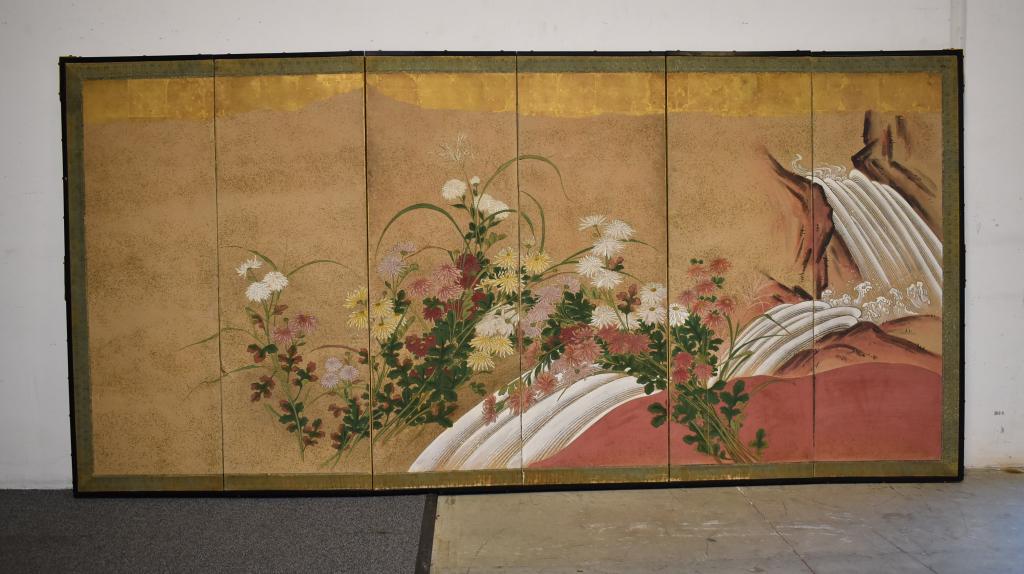 6 PANEL JAPANESE KANO SCHOOL SCREEN (1 of 4)
