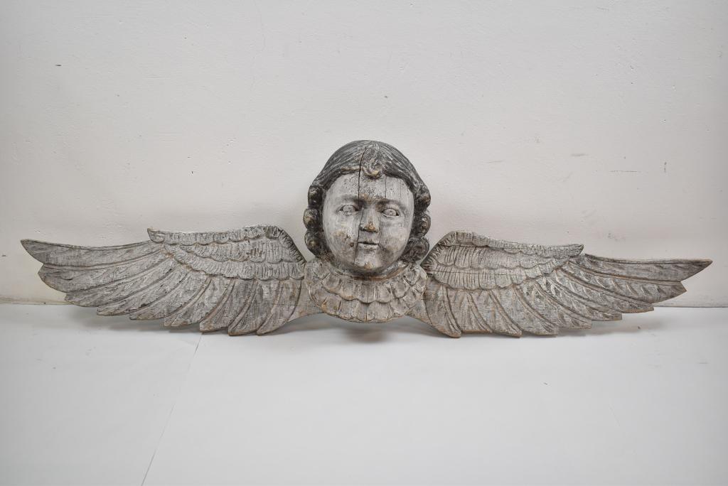ANTIQUE WOODEN CARVED ANGEL (1 of 4)