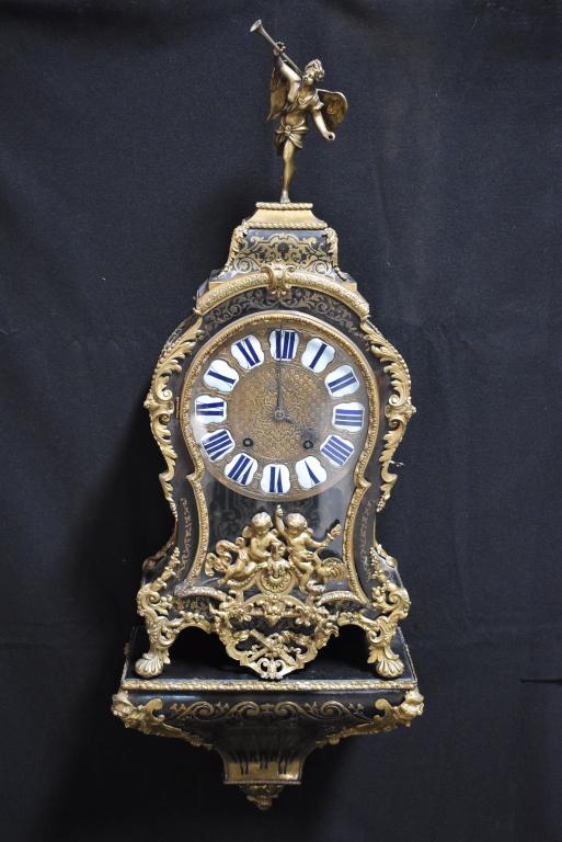LOUIS XIV FRENCH BOULLE CLOCK WITH MATCHING SHELF (1 of 13)