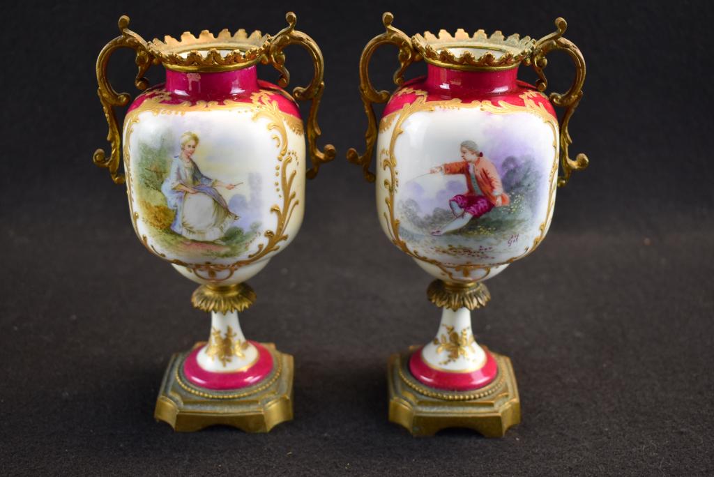 PR. FRENCH PORCELAIN SEVRES MARKED URNS (1 of 3)