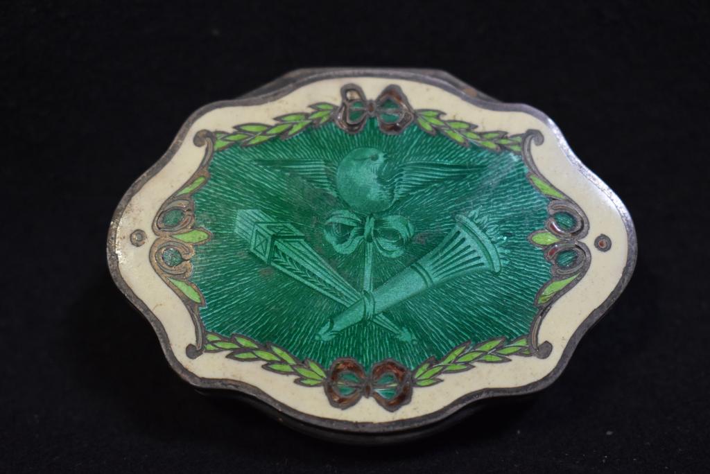 EARLY 19TH C. SILVER AND ENAMELED PILL BOX (1 of 4)