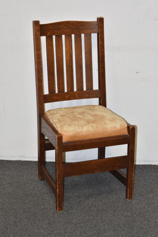 SIGNED L.J.&G. STICKLEY MISSION OAK SIDE CHAIR (1 of 3)