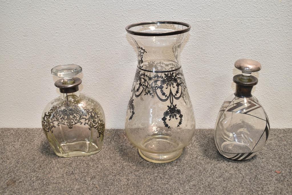 3 SILVER OVERLAY GLASS PIECES (1 of 1)