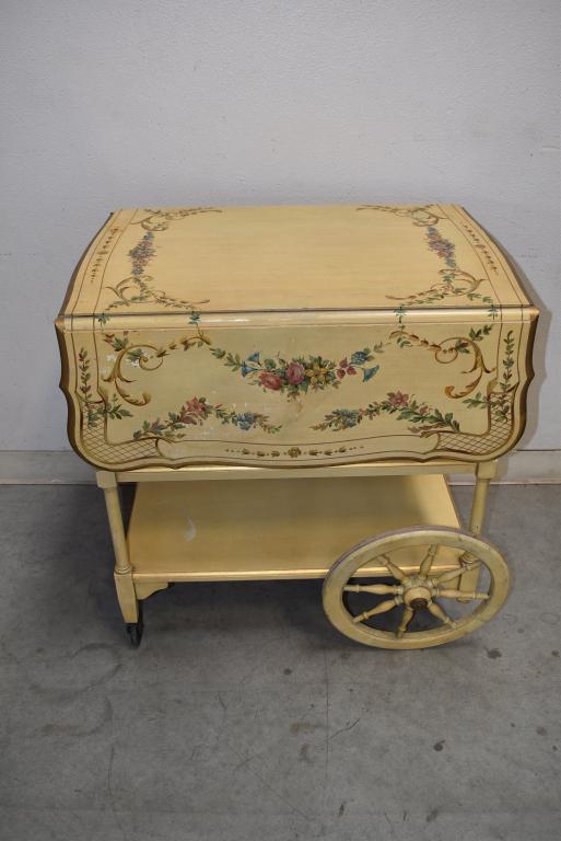 1930'S HAND PAINTED DROP SIDE TEA CART (1 of 2)