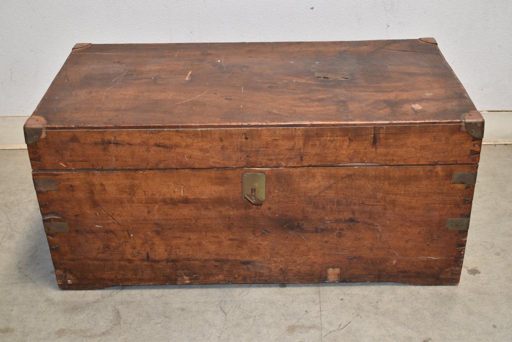 ANTIQUE CHINESE TRUNK W/ BELL ALARM LOCK (1 of 2)