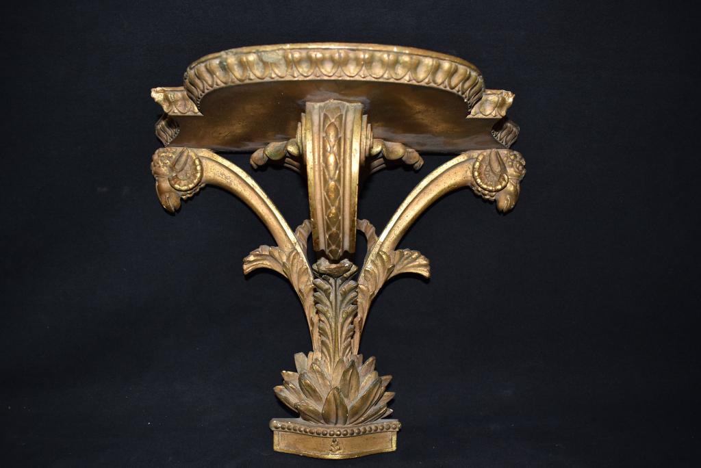 GOLD GILT WALL SHELF W/ RAM HEAD DESIGN (1 of 2)