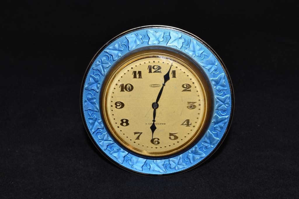 FRENCH LECOULTRE ART DECO ENAMEL DECORATED CLOCK (1 of 2)