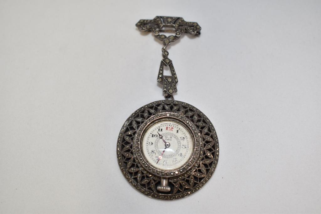 FRENCH SILVER LADY'S PENDANT WATCH (1 of 2)