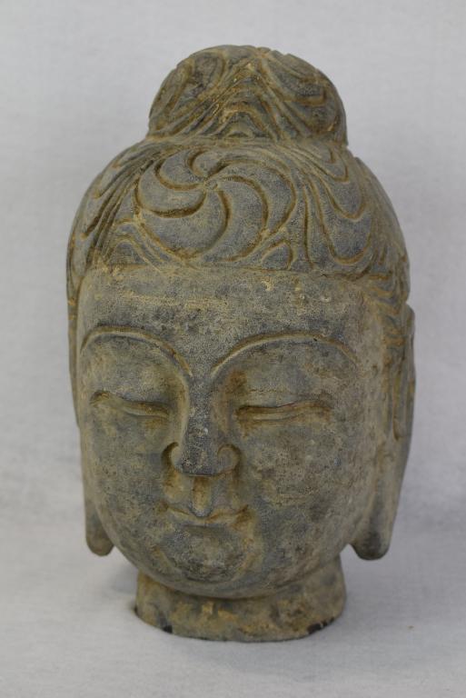 CARVED STONE BUDDHA THAI BUST (1 of 2)