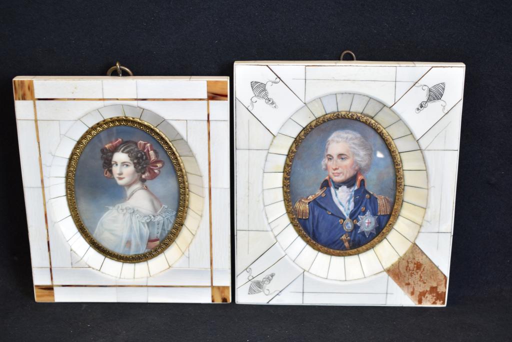 2 MINIATURE PAINTINGS HORATIO & HORATIA NELSON (1 of 4)