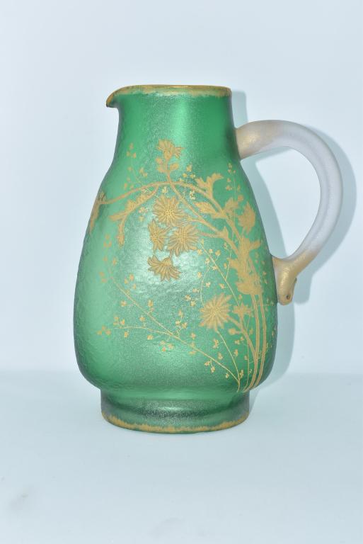 SIGNED DAUM NANCY W/ GOLD ENAMEL OVERLAY PITCHER (1 of 4)