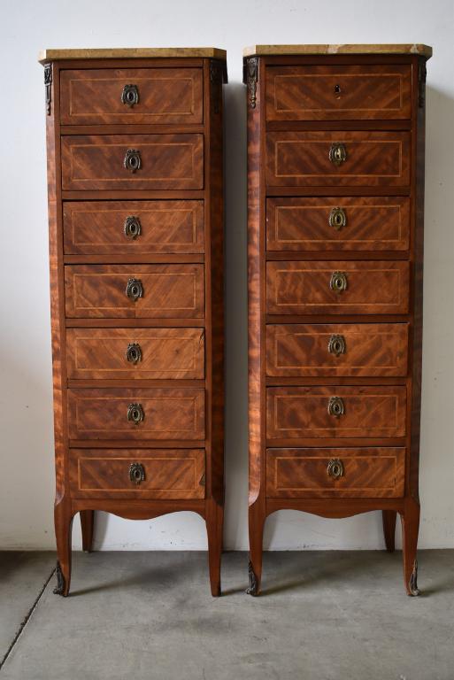 PR. FRENCH INLAID MARBLE TOP LINGERIE CHESTS (1 of 6)