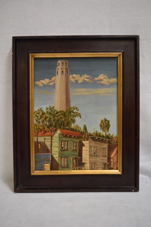 COIT TOWER SAN FRANCISCO OIL ON BOARD (1 of 3)