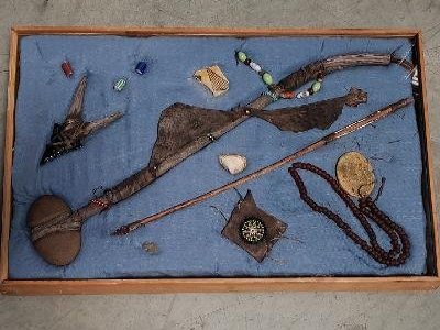 NATIVE AMERICAN SHADOWBOX W/ TOMAHAWk (1 of 1)