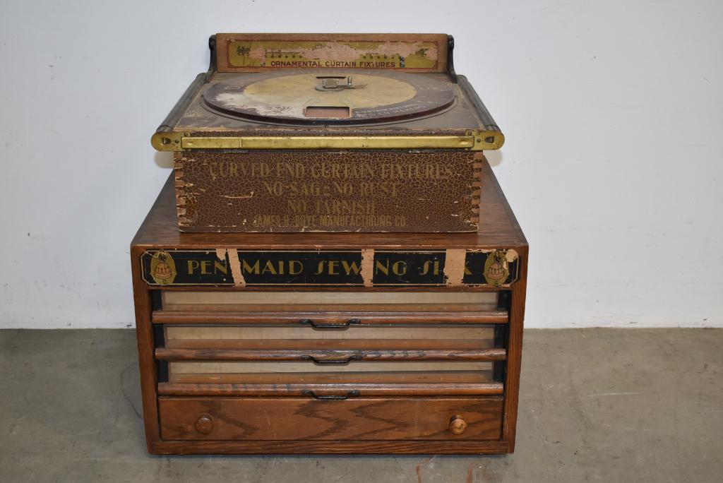 PENNMAID SPOOL CABINET & BOYE CURTAIN ROD DISPLAY (1 of 7)