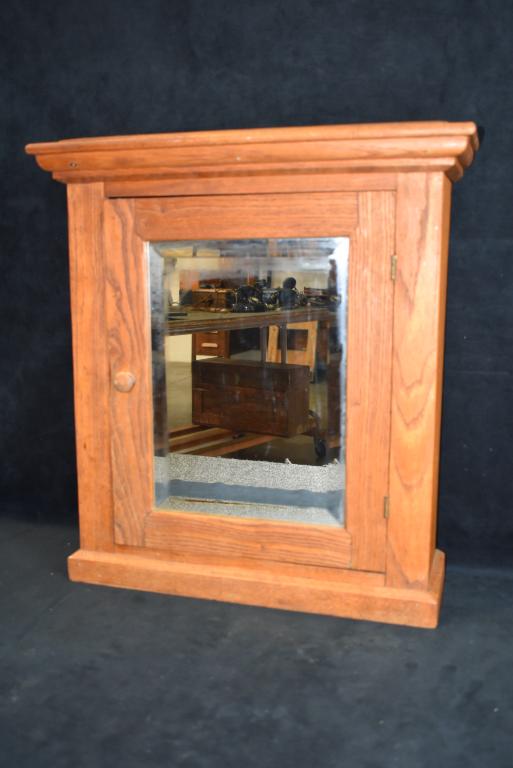 ANTIQUE OAK MEDICINE CABINET (1 of 3)