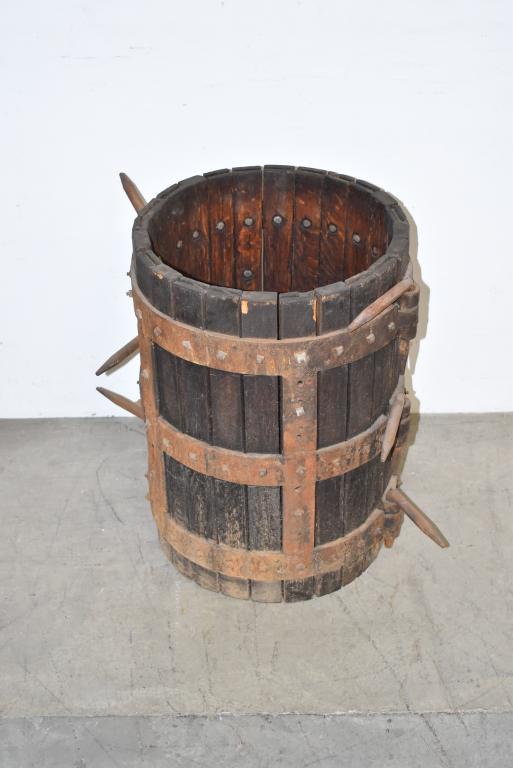 ANTIQUE IRON STRAPPED BARREL CYLINDER (1 of 3)