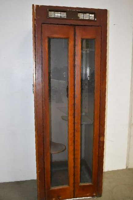 1940'S-1950'S TELEPHONE BOOTH: SHELL ONLY -- NO PHONE INSIDE-- 83" H