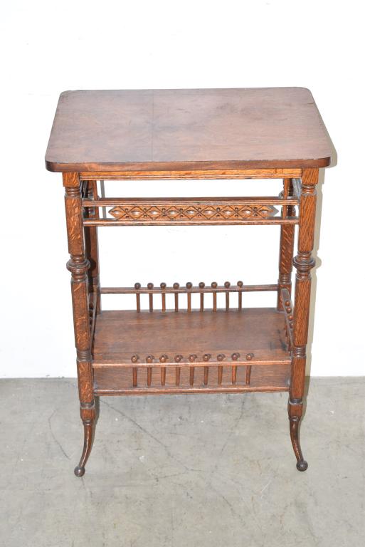 VICTORIAN OAK STICK & BALL SIDETABLE (1 of 3)