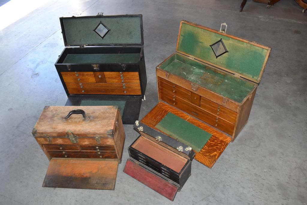 4 ANTIQUE MACHINIST'S TOOL BOXES (1 of 1)