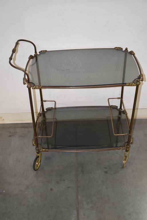 BRASS AND GLASS TEA CART (1 of 1)