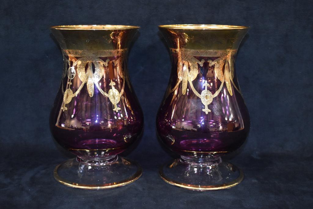 PR. AMETHYST GLASS VASES (1 of 2)