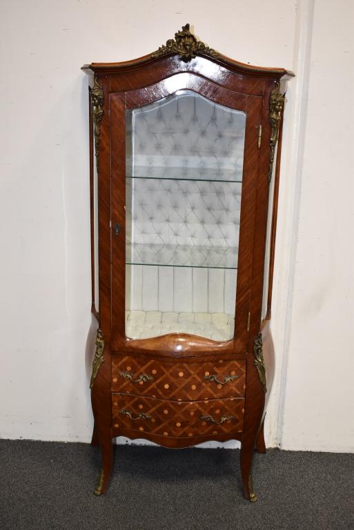 FRENCH INLAID CURIO CABINET W/ ORMOLU (1 of 3)