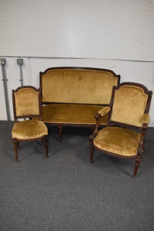 3 PCS. HIGHLY CARVED FRENCH PARLOR SET (1 of 4)