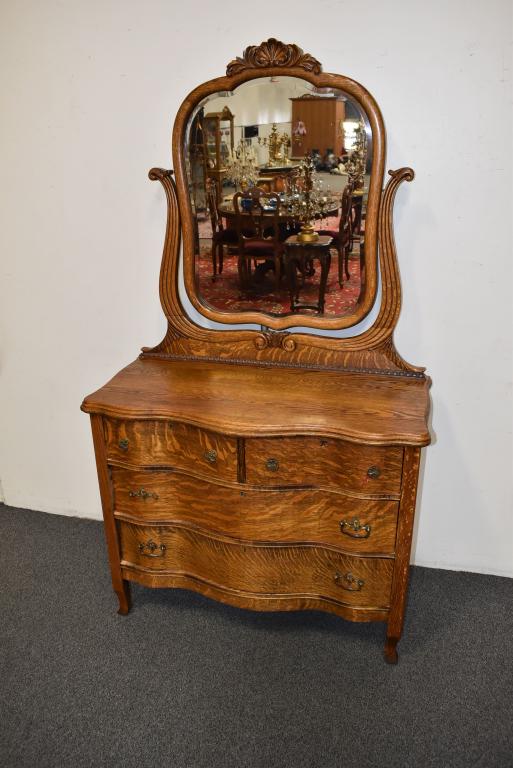 AMERICAN OAK DRESSER W/ MIRROR (1 of 3)