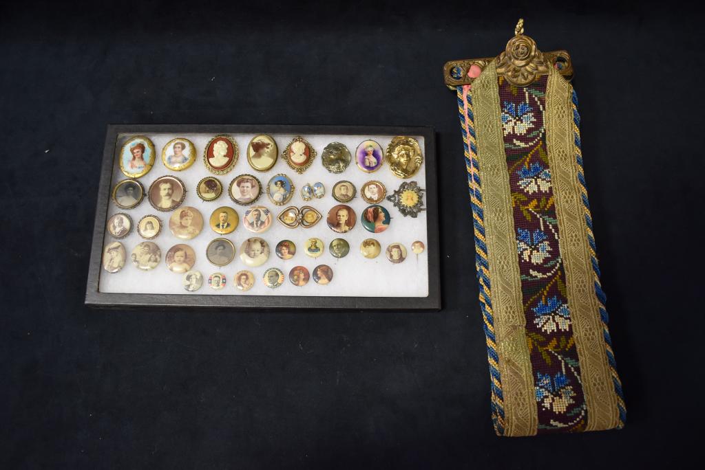 BELL PULL W/ LOT OF PINS (1 of 2)