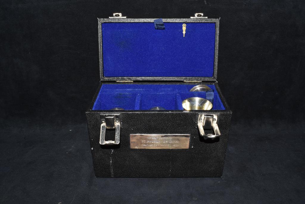 5 PCS PORTABLE SILVER COMMUNION SET (1 of 3)