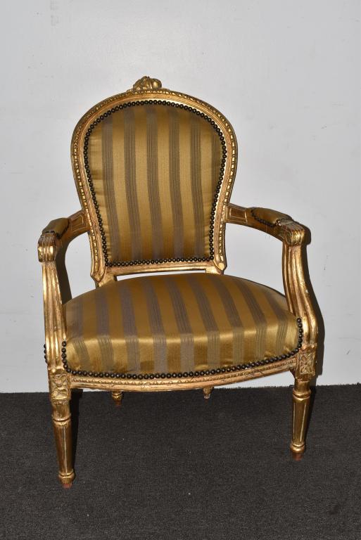 GILT WOOD FRENCH STYLE ARM CHAIR (1 of 1)