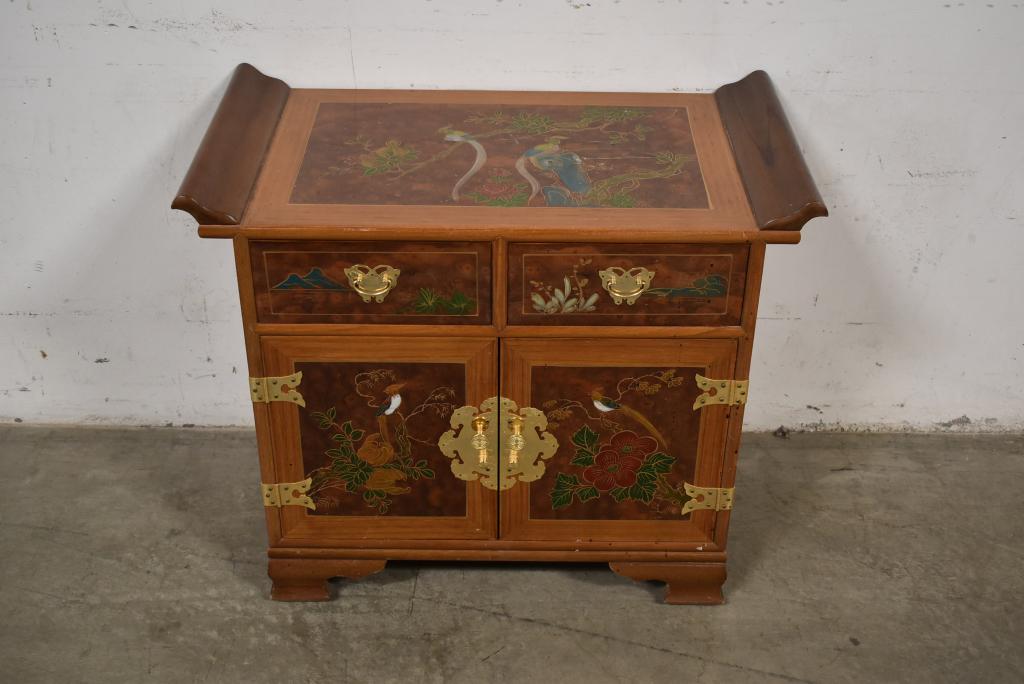 CHINESE PAINTED 2 DOOR CABINET (1 of 4)